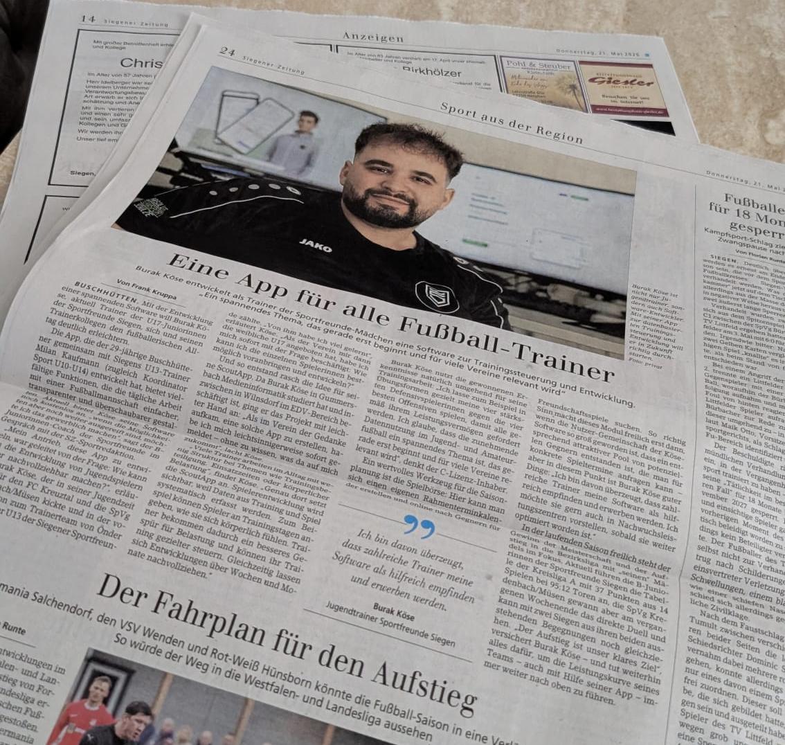 # Die ScoutApp in der Presse: Wenn ein Trainer die Dinge selbst in die Hand nimmt